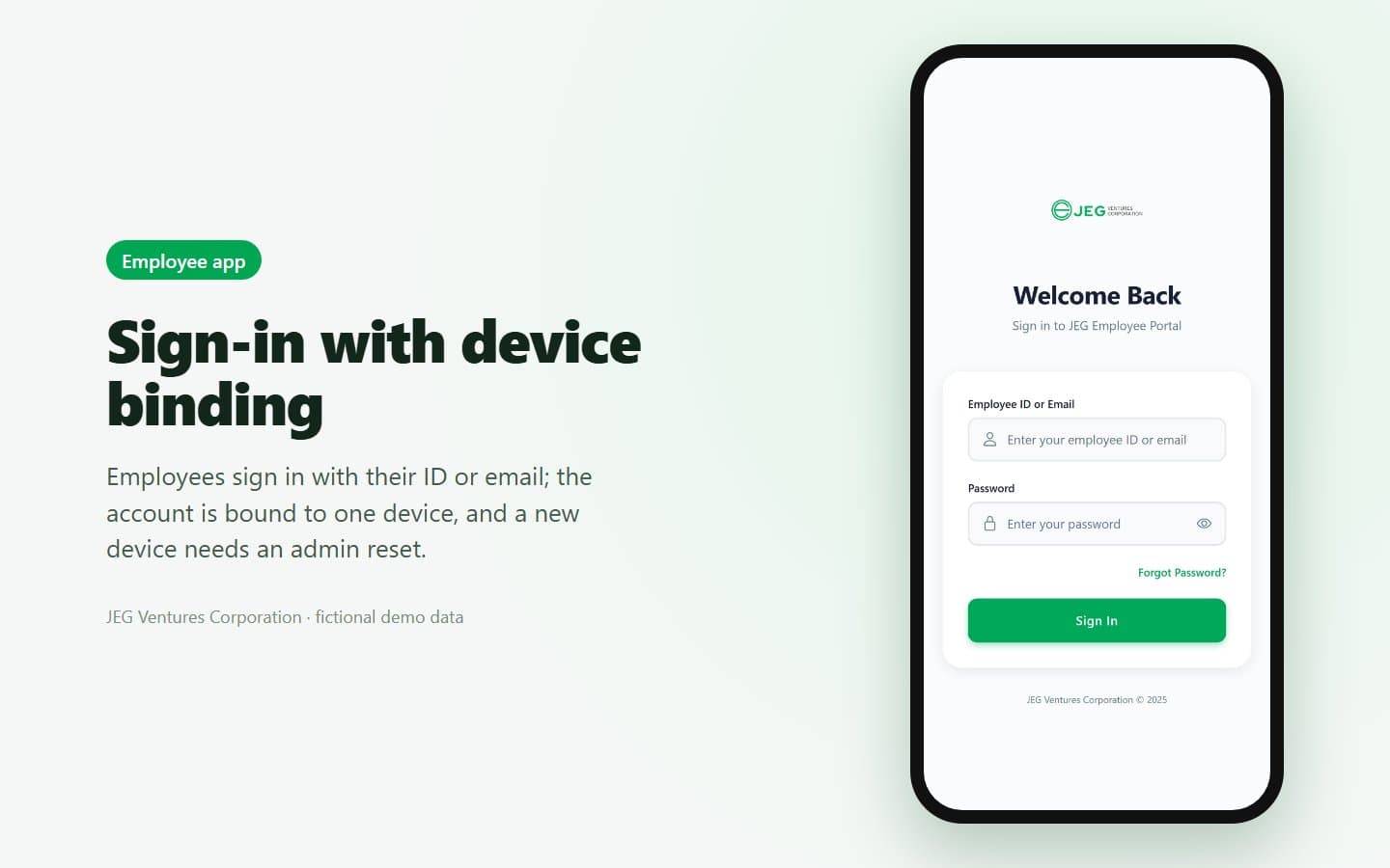 Employee app: sign-in with device binding