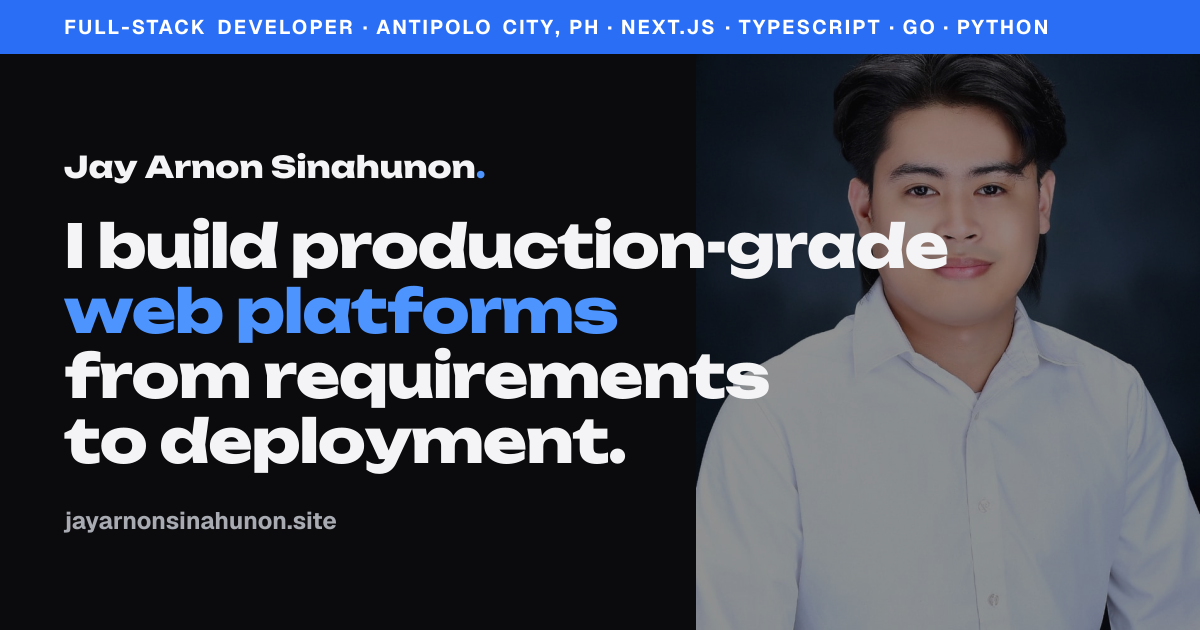 Jay Arnon Sinahunon · Full-stack developer